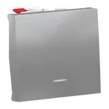 Schneider Electric NU320330S переключатель 1-клавишный, 2 модуля, с LED-подсветкой, алюминий