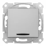 Переключатель 1-клавишный Schneider Electric SEDNA, с подсветкой, скрытый монтаж, алюминий