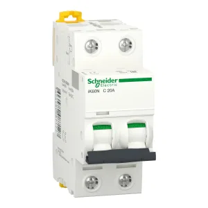 A9K24220 Автоматический выключатель Schneider Electric Acti9 iK60N, 2 полюса, 20A, тип C, 6kA (ШНАЙДЕР) A9K24220 Автоматический выключатель Schneider Electric Acti9 iK60N, 2 полюса, 20A, тип C, 6kA (ШНАЙДЕР)