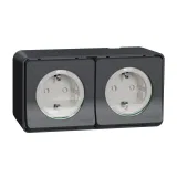 Schneider Electric MUR36029 Mureva S блок из двух розеток с заземлением, шторками, IP55, антрацит