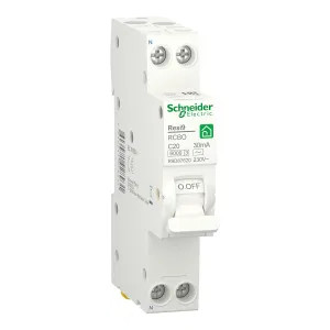 Schneider Electric Resi9 R9D87620 автоматический выключатель дифференциального тока (АВДТ) 20 А, 30 мА, тип AC, кривая C, 2 полюса (ШНАЙДЕР) Schneider Electric Resi9 R9D87620 автоматический выключатель дифференциального тока (АВДТ) 20 А, 30 мА, тип AC, кривая C, 2 полюса (ШНАЙДЕР)