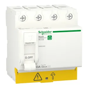 Schneider Electric Resi9 R9R52463 УЗО (4 полюса, 63 A, 100 мА, тип AC) (ШНАЙДЕР) Schneider Electric Resi9 R9R52463 УЗО (4 полюса, 63 A, 100 мА, тип AC) (ШНАЙДЕР)